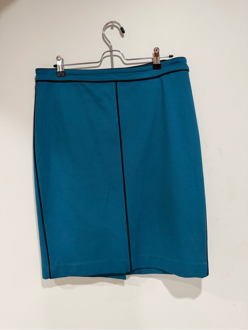 Ann Taylor Teal Pencil Skirt with Black Piping